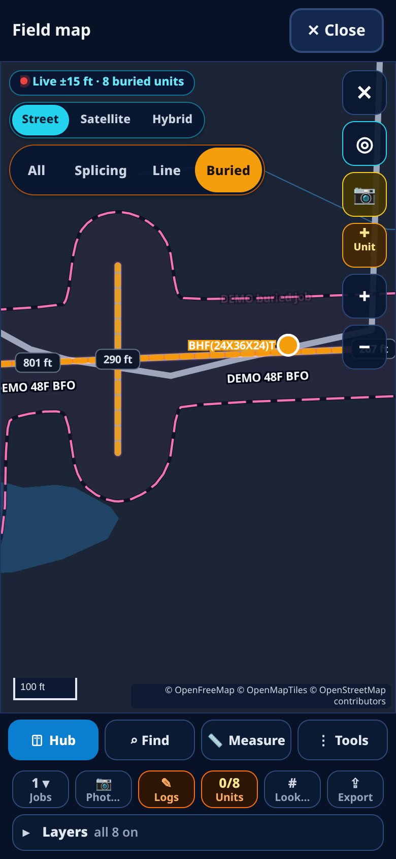 Buried view of the field map